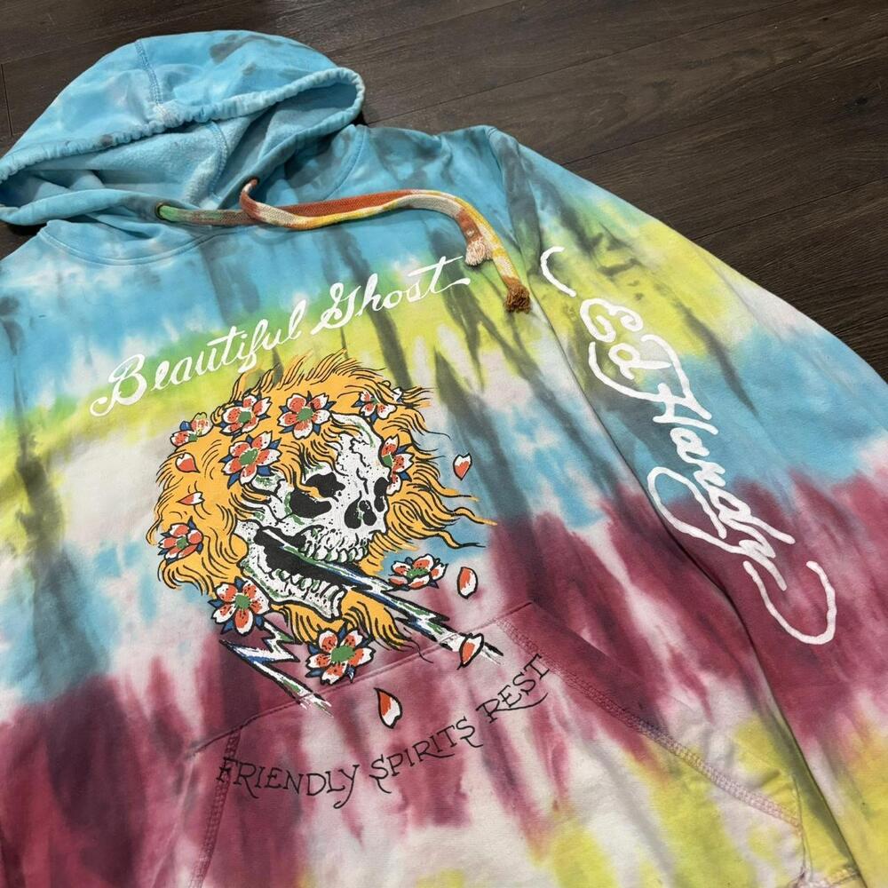 Ed hardy beautiful ghost friendly spirits rest hoodie L